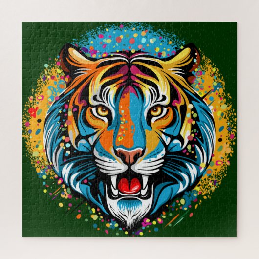 Tigerkopf-Regenbogenfarben malen Flecken Puzzle (Vertikal)