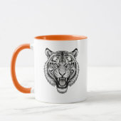Tigerkopf? Schwarz-weiß. Tasse (Links)
