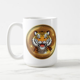 TigerkopfEmblem auf goldenem kreisförmigem Hinterg Kaffeetasse