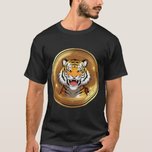 TigerkopfEmblem auf goldenem kreisförmigem Hinterg T-Shirt
