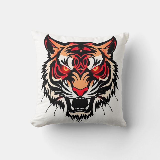 Tigerkopfillustrierung Kissen (Vorderseite)