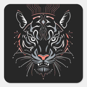 Tigerkopfillustrierung Quadratischer Aufkleber