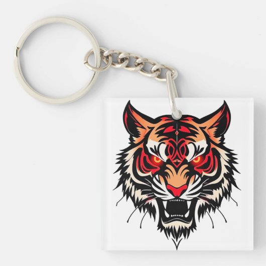 Tigerkopfillustrierung Schlüsselanhänger (Vorderseite)