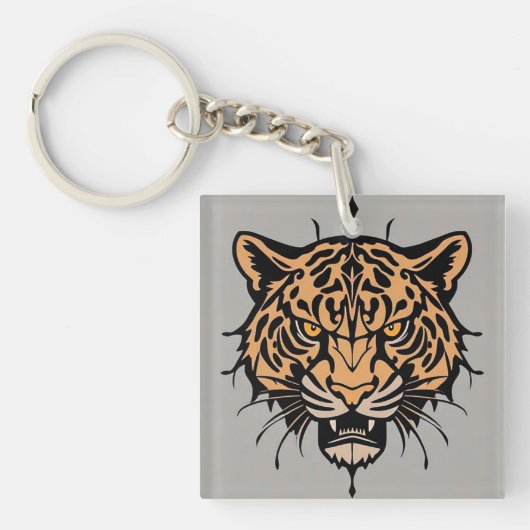 Tigerkopfillustrierung Schlüsselanhänger (Vorderseite)