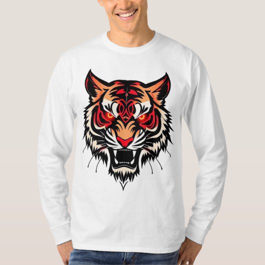 Tigerkopfillustrierung T-Shirt (Vorderseite)