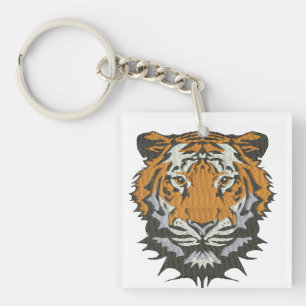 Tigerkopfstickerei-Imitation Schlüsselanhänger