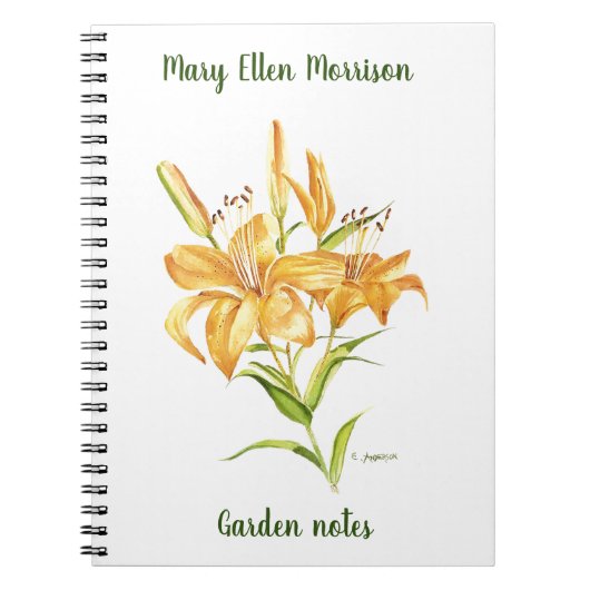 Tigerlily Aquarell-Blume Notizblock (Vorderseite)