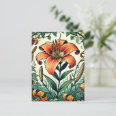 Tigerlily Illustration Tigerlililie Sommerlilie Postkarte (Stehend Vorderseite)