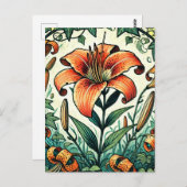 Tigerlily Illustration Tigerlililie Sommerlilie Postkarte (Vorne/Hinten)