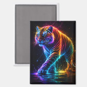 Tigermagnet in Neonfarben Magnet (Vorderseite/Rückseite)
