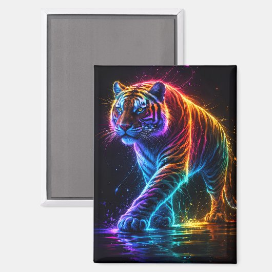 Tigermagnet in Neonfarben Magnet (Vorderseite/Rückseite)