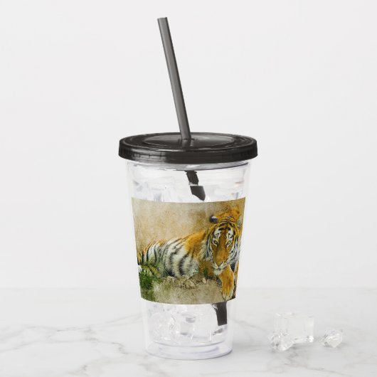 Tigermalerei Acryltrinkbecher (Vorderseite Ice)