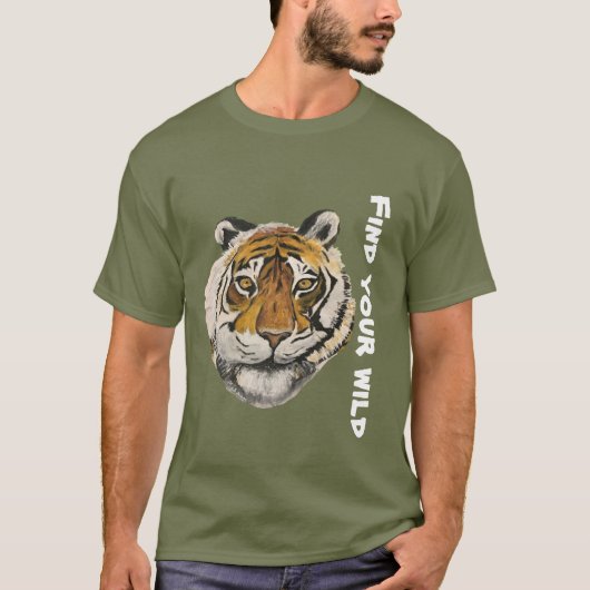 Tigermalerei, die sich den Text der Kamera ansieht T-Shirt (Vorderseite)