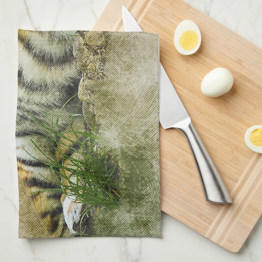 Tigermalerei Geschirrtuch (Viertel Falte)