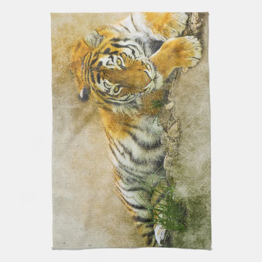 Tigermalerei Geschirrtuch (Vertikal)