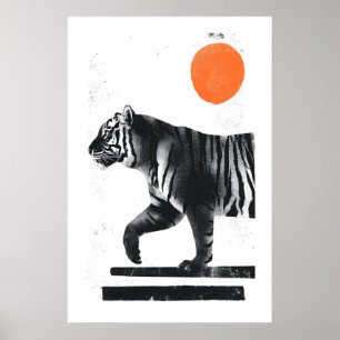 Tigermalerei Minimalistischer Tintenstil - Modern Poster