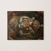 Tigermalerei mit Krone und Blume Puzzle (Horizontal)