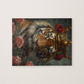 Tigermalerei mit Krone und Rose Puzzle (Horizontal)