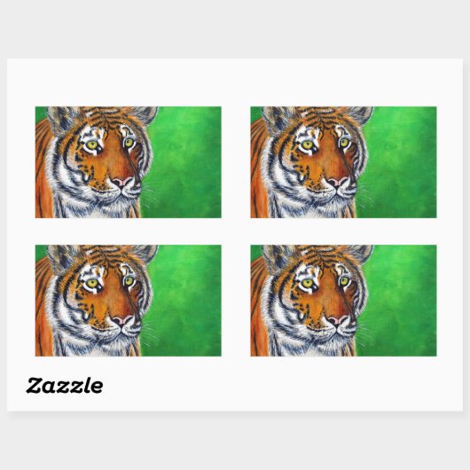 Tigermalerei Rechteckiger Aufkleber (Blatt)