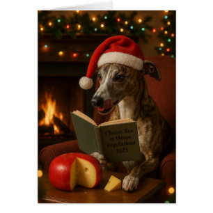 Tigermoire-Whippet-Käse-Steuer-Weihnachts-Grußkart