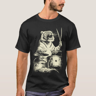 Tigermusiker lustige Musik Tier Schlagzeuger Grafi T-Shirt
