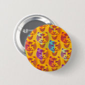Tigermuster auf dunkelgelbem Hintergrund Button (Vorne & Hinten)