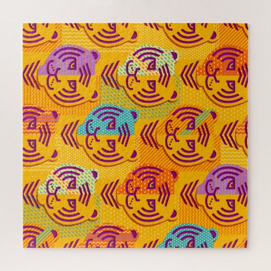 Tigermuster auf dunkelgelbem Hintergrund Puzzle (Horizontal)