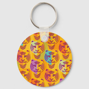 Tigermuster auf dunkelgelbem Hintergrund Schlüsselanhänger