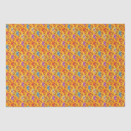 Tigermuster auf dunkelgelbem Hintergrund Seidenpapier (Vorderseite)