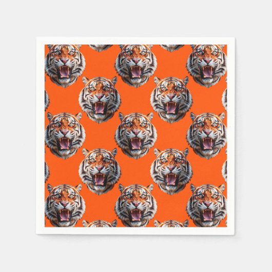 Tigermuster-Design Orange Serviette (Vorderseite)