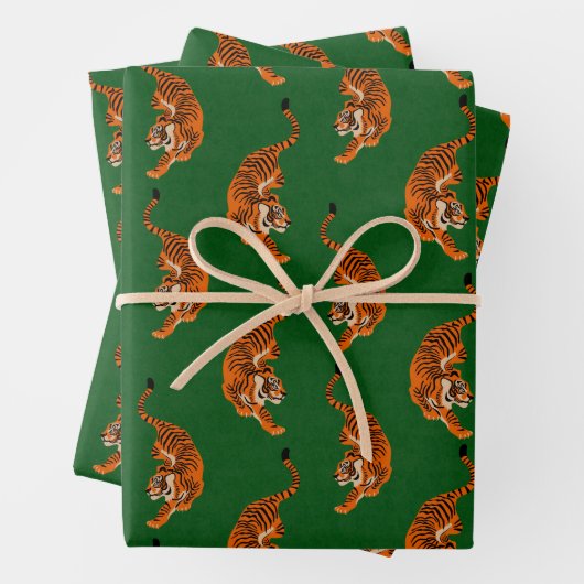 Tigermuster mit grünem Hintergrund Geschenkpapier Set (Beispiel)