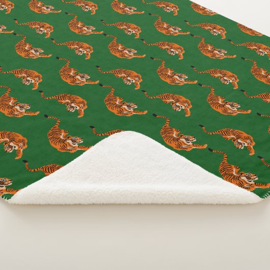 Tigermuster mit grünem Hintergrund Sherpadecke (3/4)