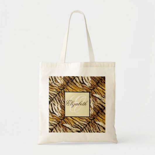 Tigermuster, Monogramm, stilvoll, Tiger, gestreift Tragetasche (Vorne)