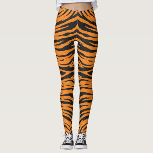Tigermuster Zickzack-Streifen dunkelgrau orange Leggings