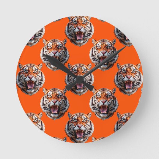 Tigermusterdesign Orange Runde Wanduhr (Vorderseite)