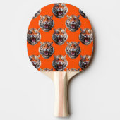 Tigermusterdesign Orange Tischtennis Schläger (Rückseite)