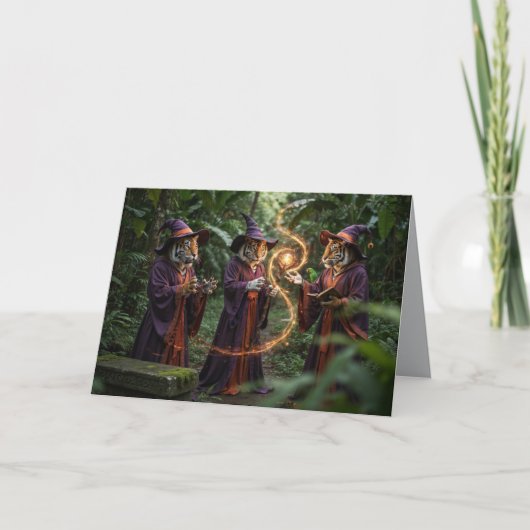 Tigern Hexe Halloween Karte (Vorderseite)