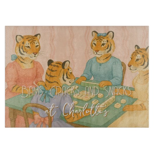 Tigern spielen Mahjong Schneidebrett (Vorderseite)