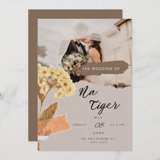TigerNa Romantic Botanical Flat Card (Vorne/Hinten)