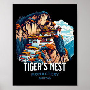 Tigernest-Kloster Bhutan Paro Himalaya-Kultur Poster