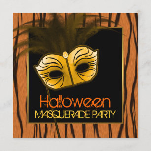 Tigeroorang-schwarze Halloween-Maskenparty Einladung