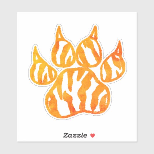 Tigerpaw mit Aquarellfarbe - Eigener Druck Aufkleber (Blatt)