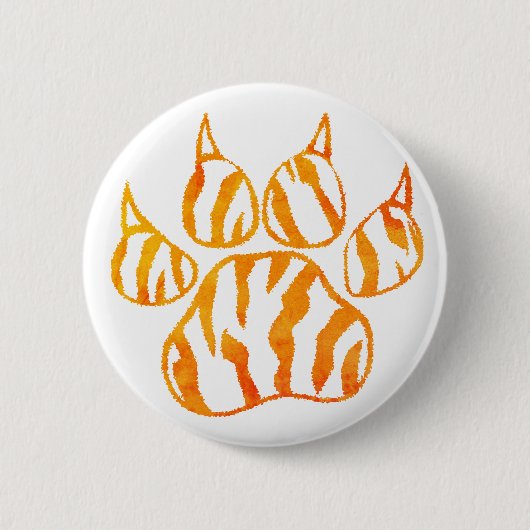 Tigerpaw mit Aquarellfarbe - Eigener Druck Button (Vorderseite)
