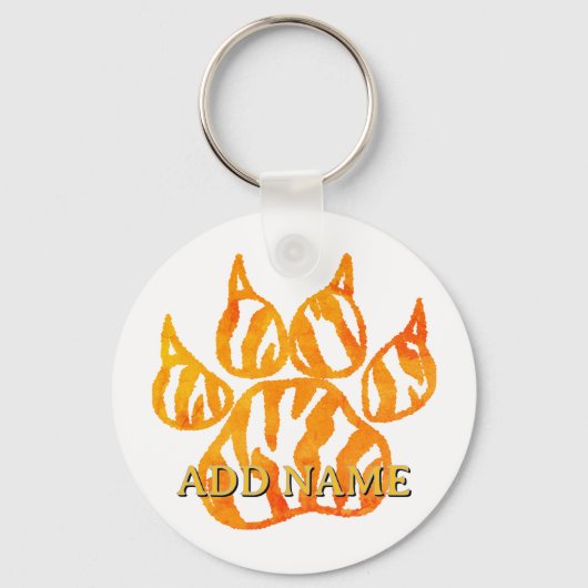 Tigerpaw mit Aquarellfarbe - Eigener Schlüsselanhä Schlüsselanhänger (Rückseite)