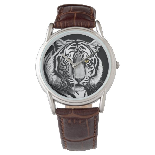 Tigerportrait Armbanduhr (Vorderseite)