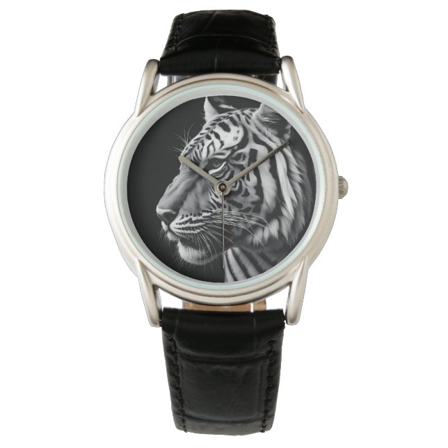 Tigerportrait Armbanduhr (Vorderseite)