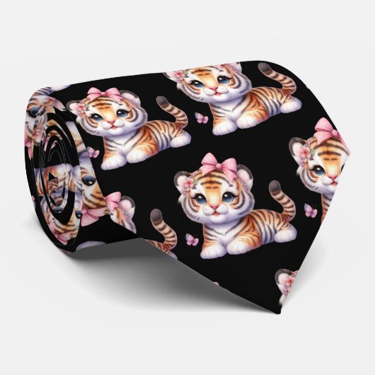 Tigers Adorable Kawaii Niedlich Neck Tie Krawatte (Gerollt)