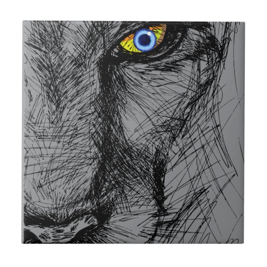 Tigers Blick Keramik Tile Fliese (Vorderseite)