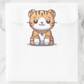 Tiger's Delight: Grafik im Kawaii-Stil Quadratischer Aufkleber (Tasche)