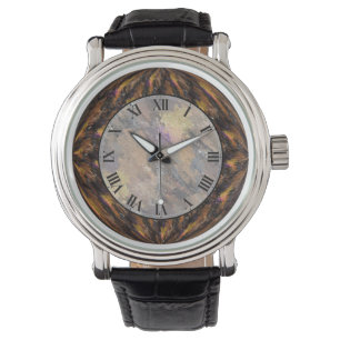 Tigers Eye Brown Imitate Marmorwatte Armbanduhr